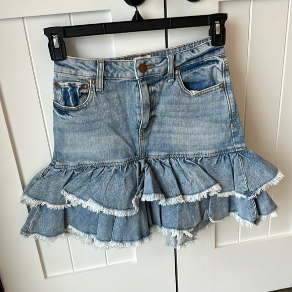 Alice + Olivia high low denim ruffle skirt - Picture 2 of 3
